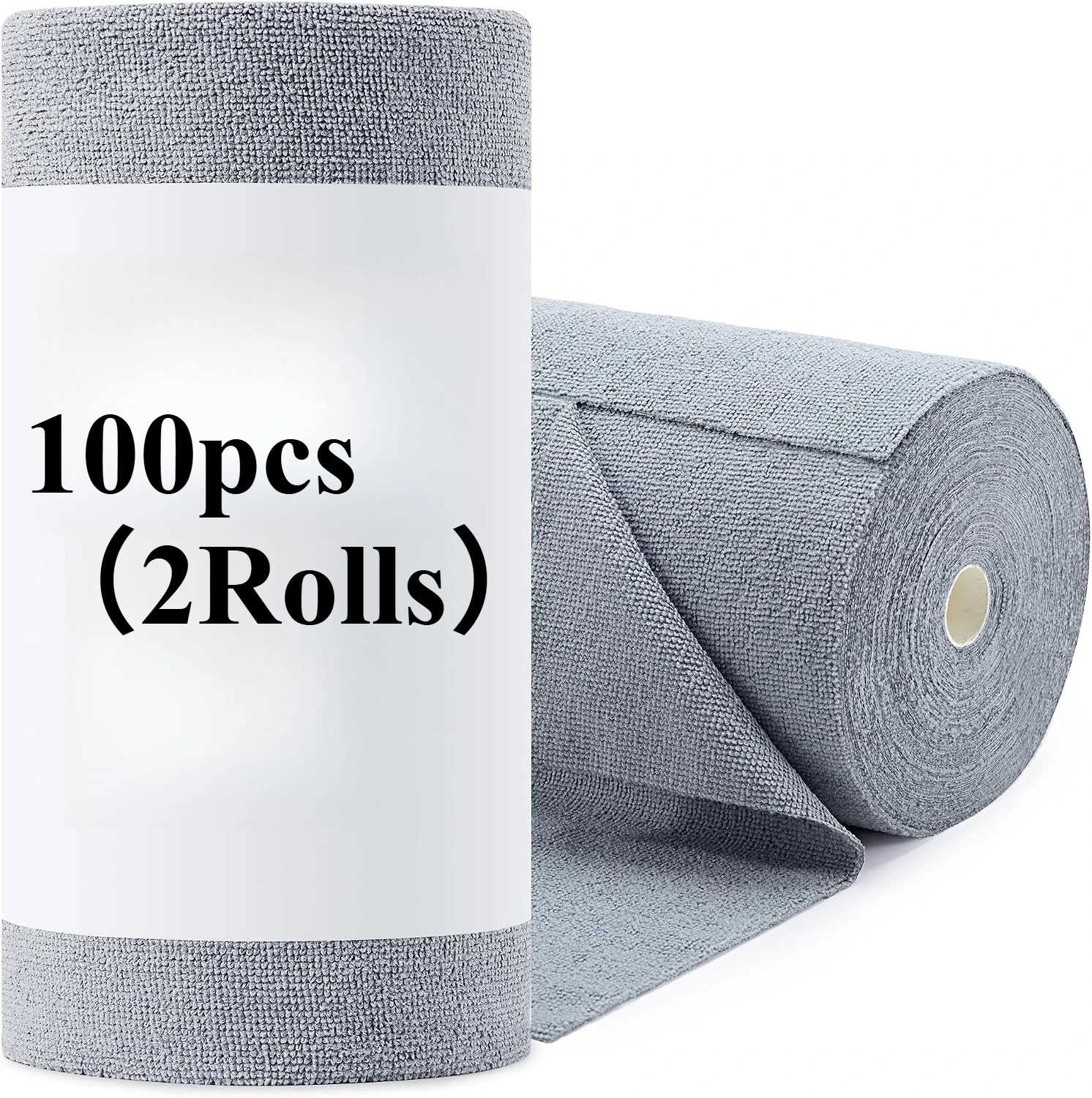 Microfiber Cleaning Cloth Roll 100 PCS Gray, 9.84