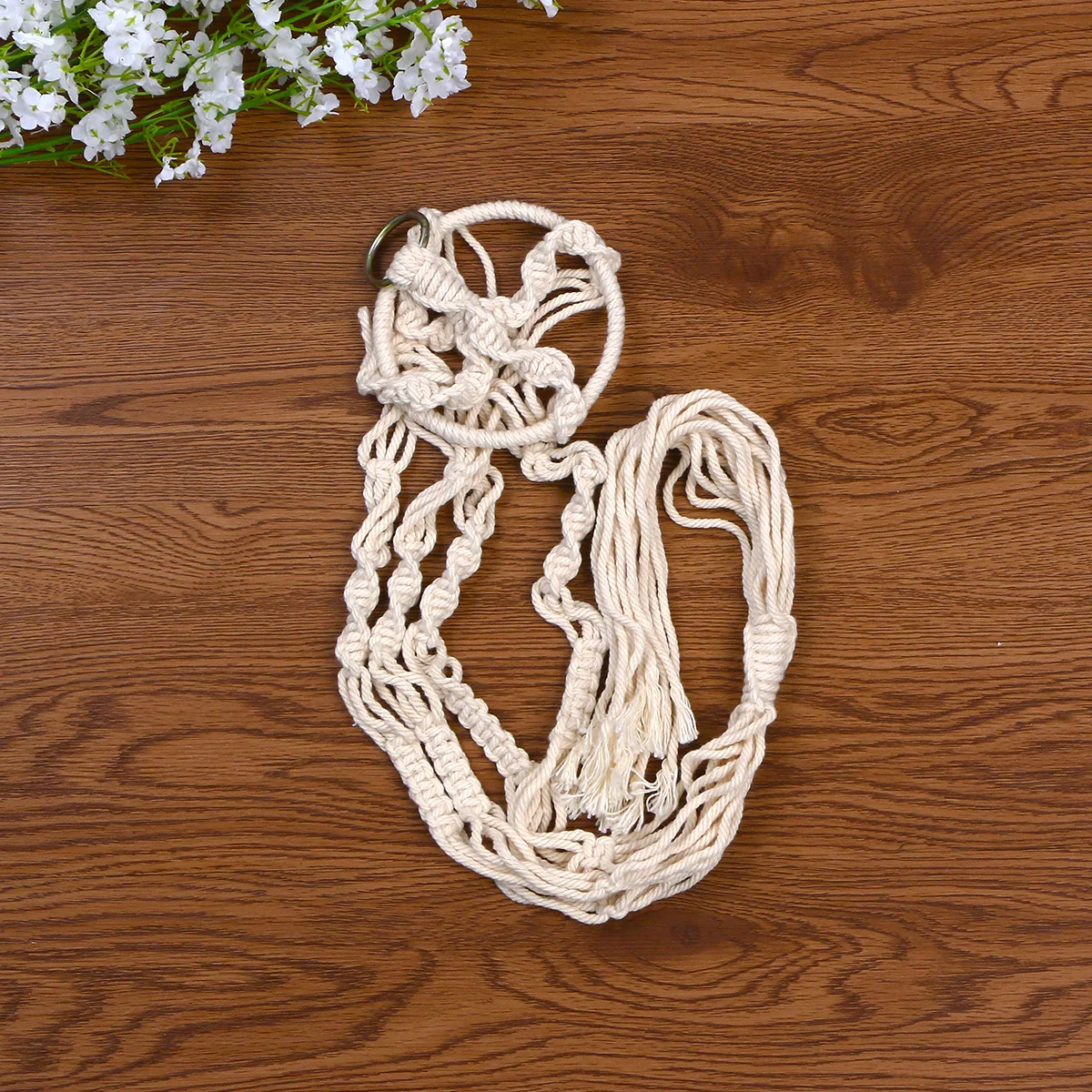 Creative Cotton Rope Hanging Basket Net Decor Handmade Wall-Mounted Space-Saving Indoor Outdoor Flowerpot String Bag Durable