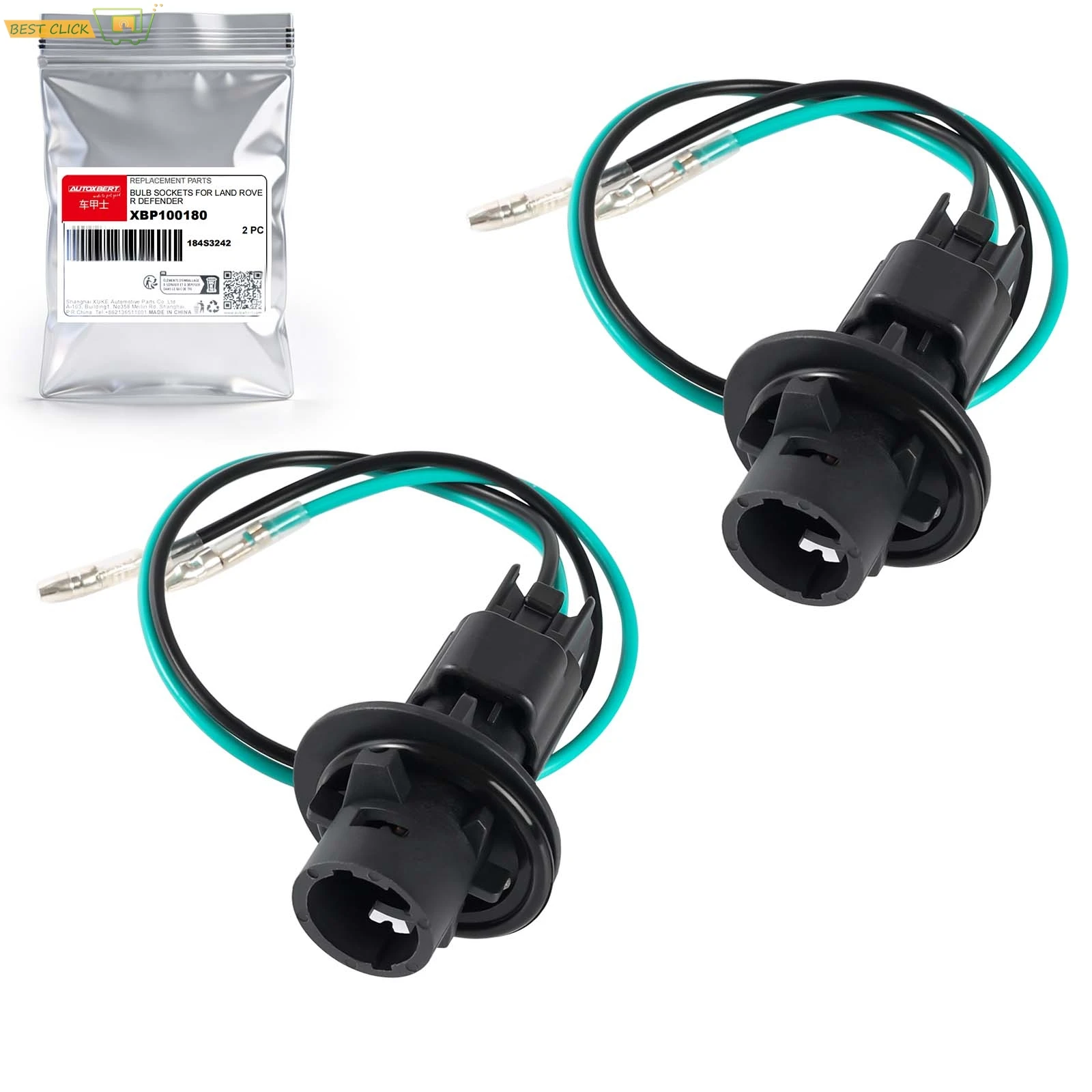 Front Bumper Bulb Socket with Wire Harness for Land Rover Discovery Defender Rear Tail Fog Light Base Connector XBP100180