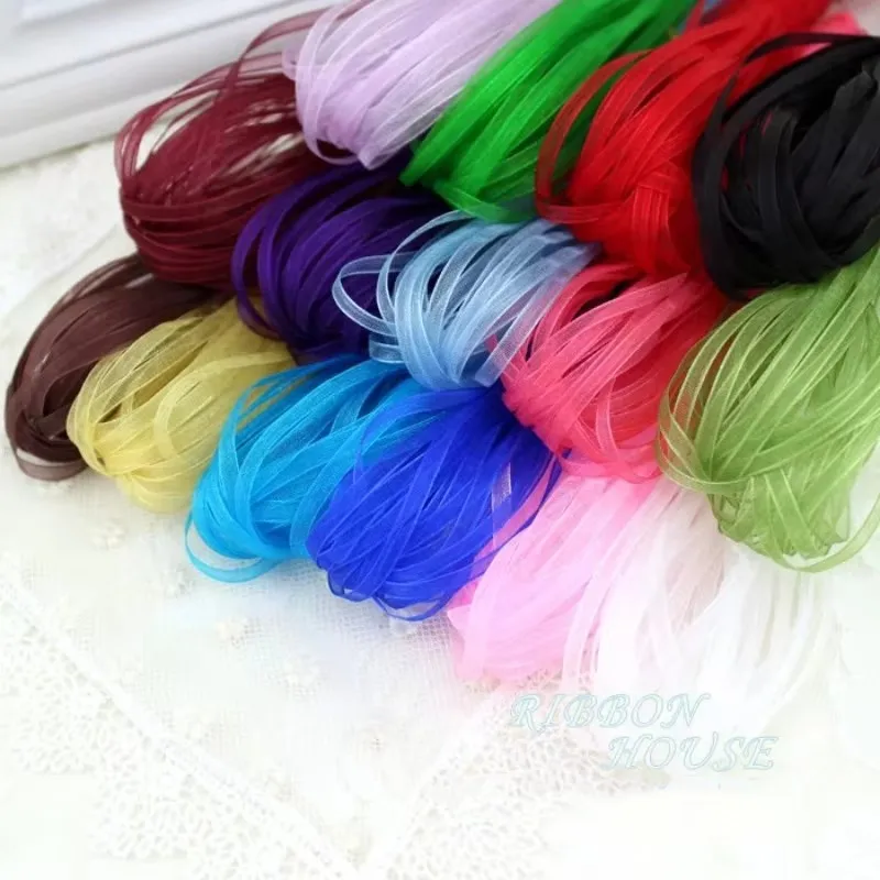 Verkauf (10 Meter) 6mm Breites Organza-Chiffon-Band für Hochzeitsdekoration, Geschenkverpackung, Neujahrs-Bekleidung, Näharbeiten