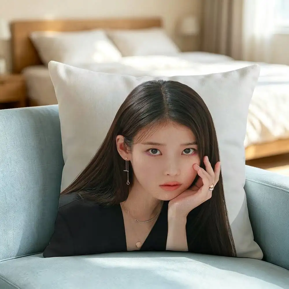 Lee Ji Eun IU Beauty Pillow Case Square Double-Sided Sofa Cushion Cover Bedroom Bedside Pillow Gift