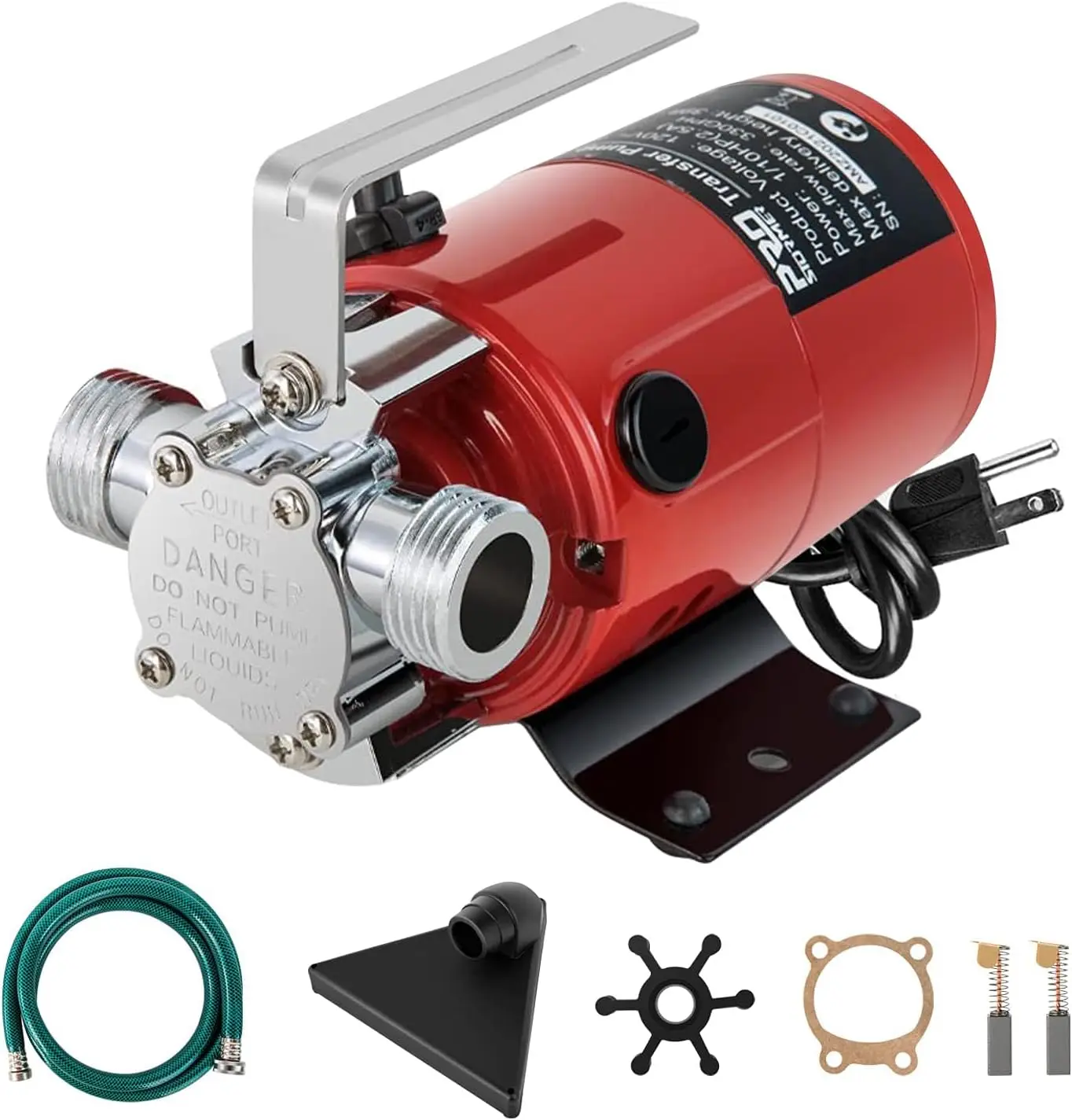 

Портативный электрический водяной насос 1/10 л.с., 330 галлонов в час, для слива воды с двора, сада, бассейна, с комплектом шлангов