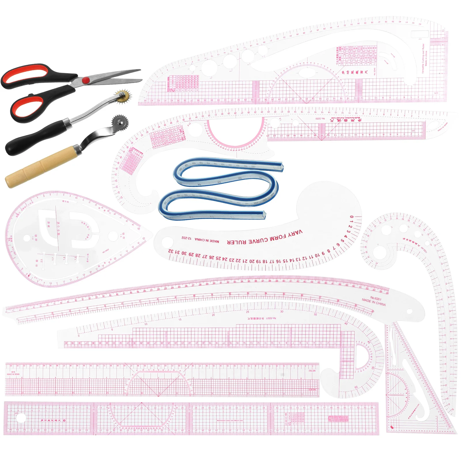 

14Pcs Dressmaking Tools Set Curve Ruler for Pattern Making Sewing Measurement Drafting Template Professional Tailor Design Aid