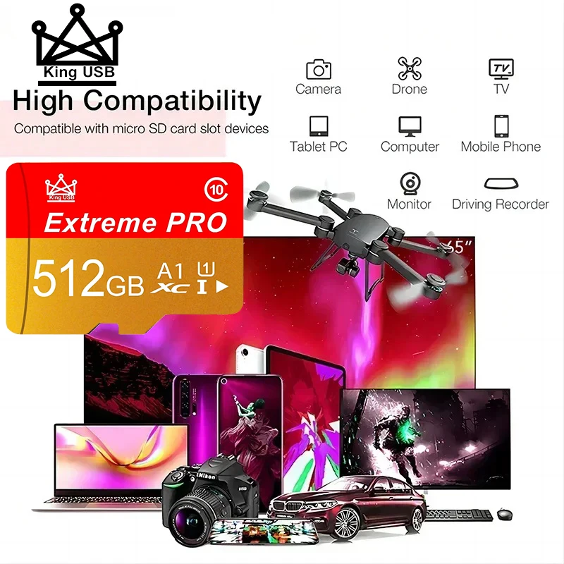 Fast Memory Card 256GB Micro TF SD Card 128GB SD Cards 64GB TF Cards 32GB X-Ray Proof Full HD UHS-II for Laptop/Drone/GPS