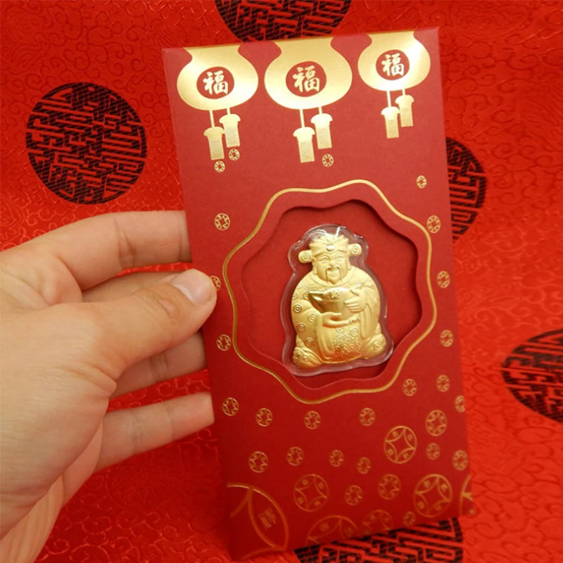 New Year's Eve God Of Wealth Gold Coin Red Envelope Gold Foil Red Envelope Happiness Talismans Gifts Crafts Red Packet