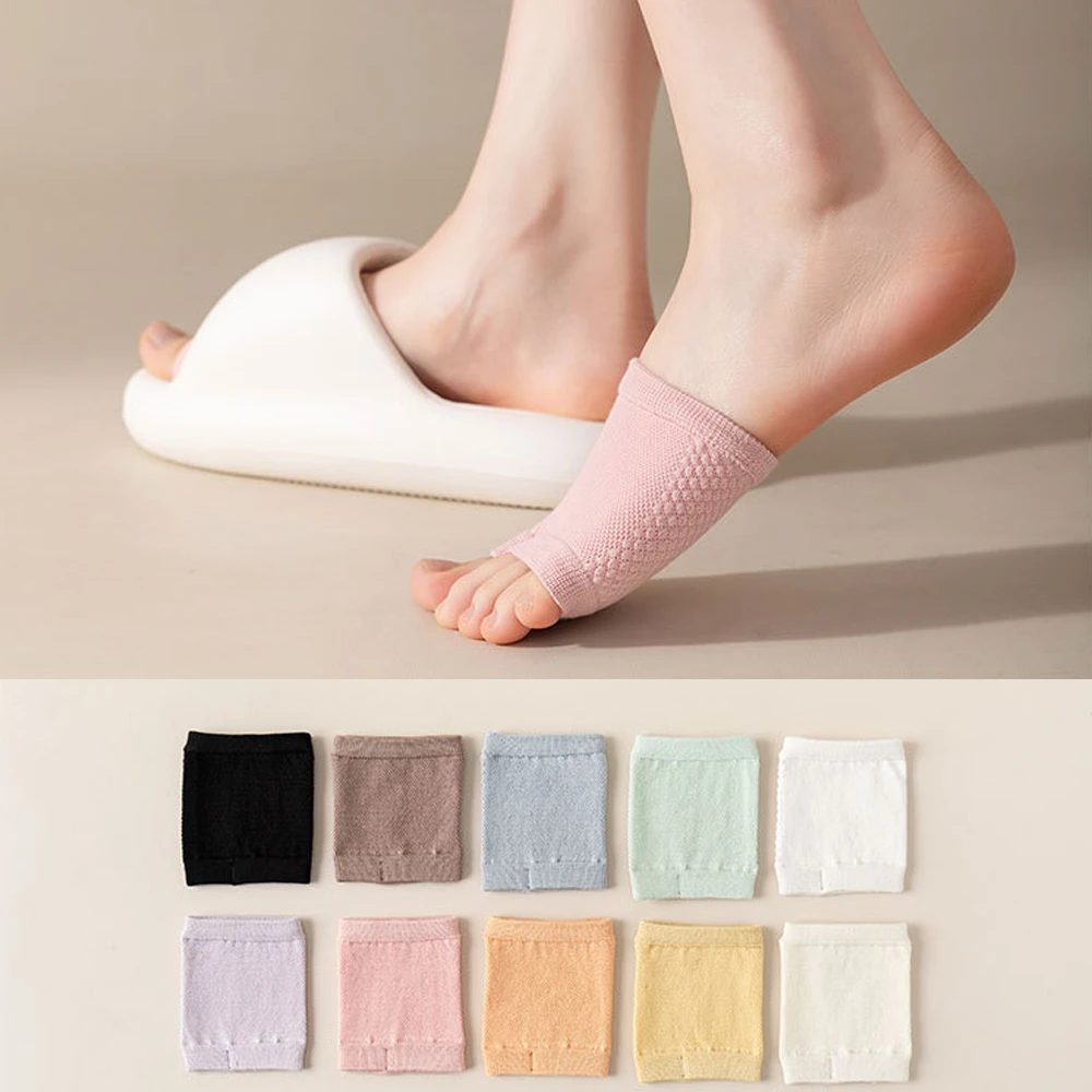 1 paire de chaussettes à bout fendu, chaussettes fines d'été, chaussettes à talons hauts en pur coton, chaussettes demi-pied pour femmes, chaussettes invisibles pour l'avant-pied