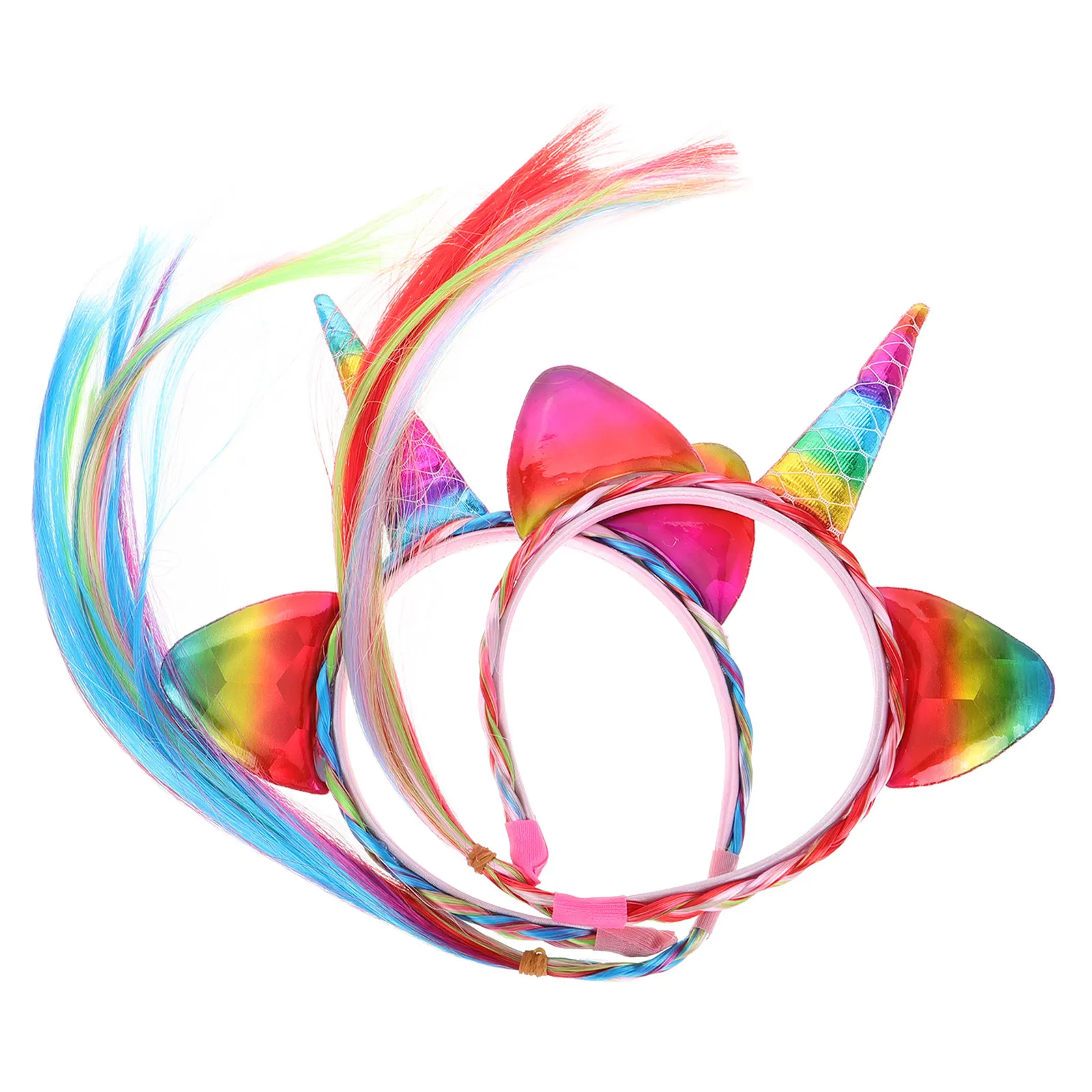 

2 шт. повязки на голову с единорогами, детские накладные волосы, аксессуары для костюмов малышей и взрослых, для дня рождения, Хэллоуина, фестивалей