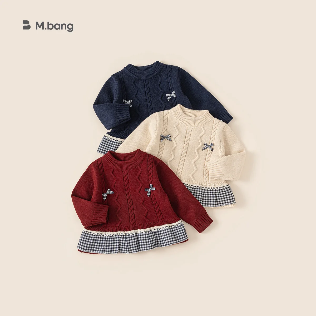 

Winter Kids Baby Girls Sweater Bow Jacquard Thicken Lace Plaid Toddler Girls Knitwear Christmas Infant Baby Girls Pullovers Tops