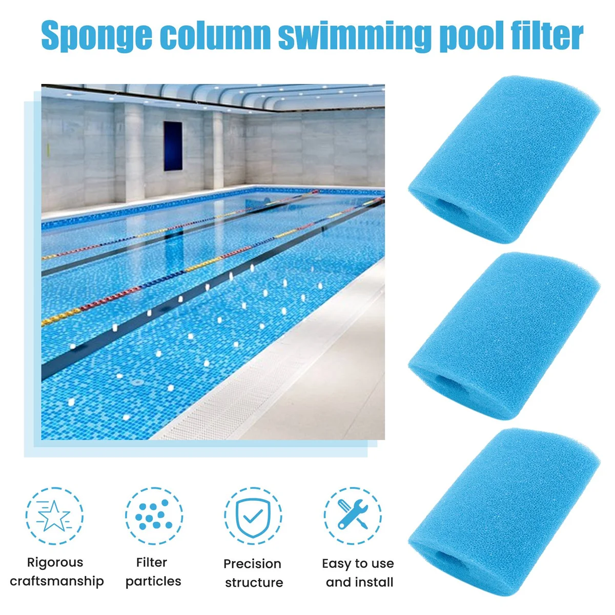 Spugna filtrante per piscina da 4 pezzi per tipo H strumento detergente per vasca idromassaggio lavabile riutilizzabile per filtro In spugna tipo H In-Tex