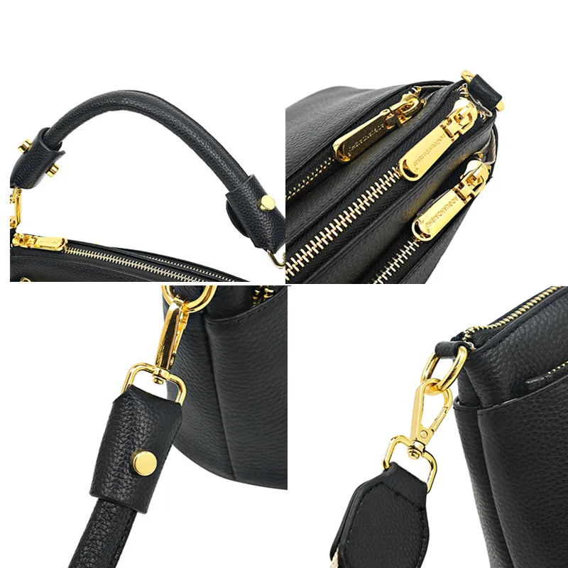 100% Cow Leather High Quality Handbag Purse Women Bag Trend Luxury Designer Shoulder Crossbody Sac Ladies Branded  Fashion Totes