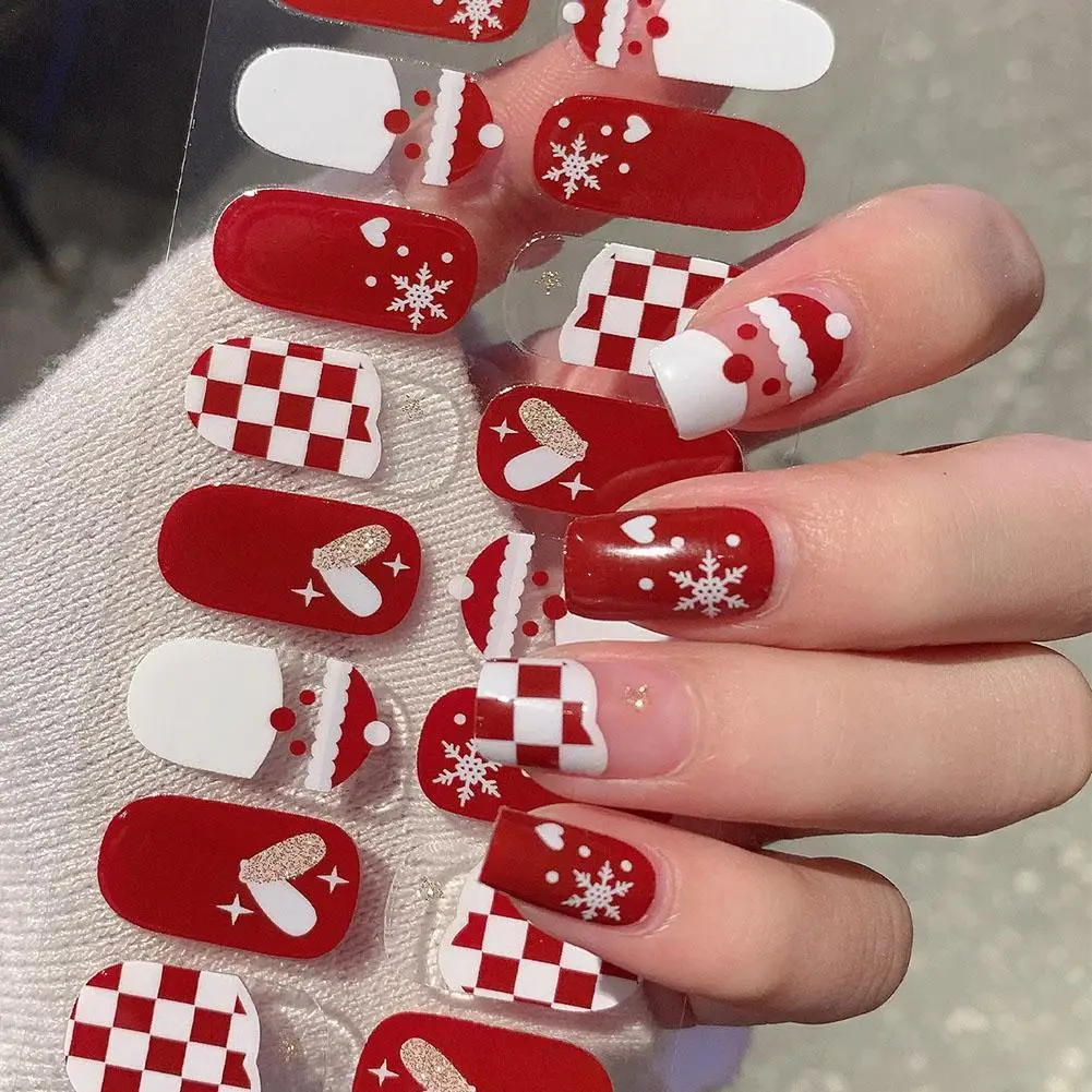 

Christmas Sticker Nail Decal Winter Snowflake Semi-cured Gel Nail Wrap Sticker Long-lasting UV Lamp French Nail Decal Waterproof