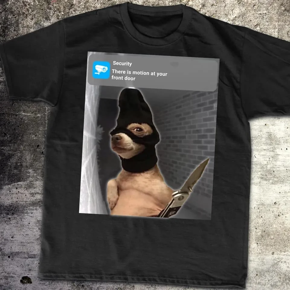 Ring Dog with Motion Emoji Printed T-shirt, Animal Enthusiast Gift, Awkward, Dog T-shirt Suitable for Women