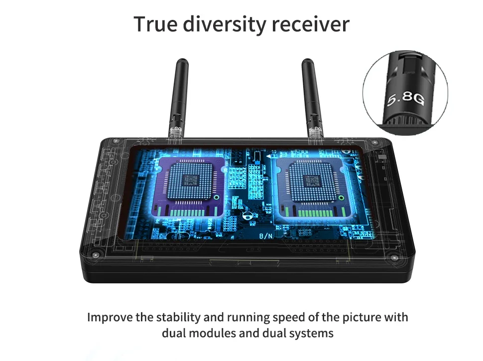 Moneagle 5 Inch 5.8GHz 40CH Diversity Receiver FPV Monitor With DVR Built-in 4000mAh Battery