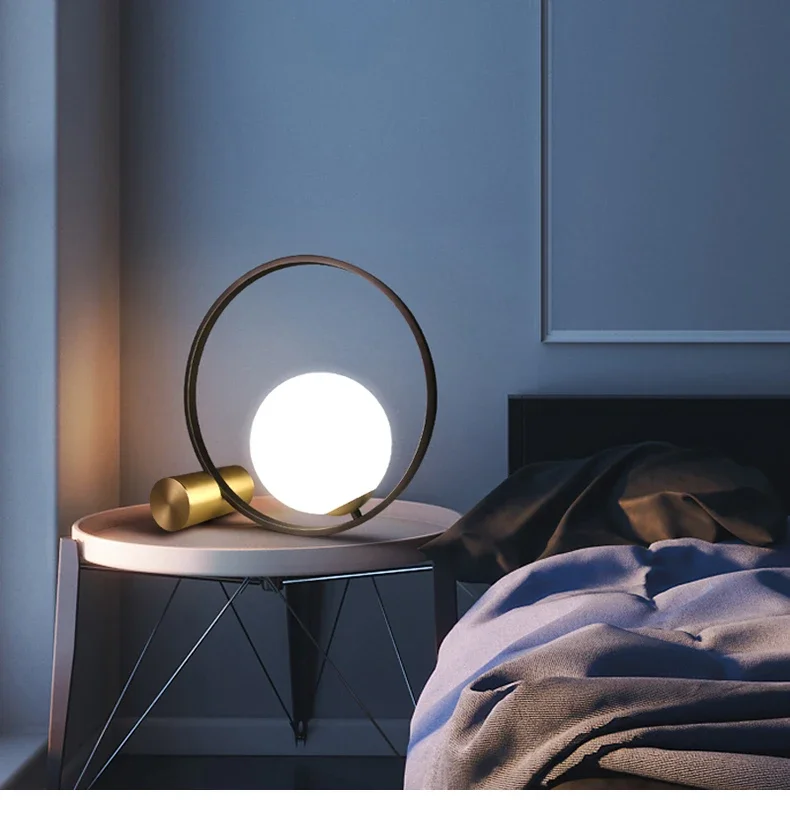 Creative Glass Ball All Copper Table Lamp Nordic Simple Bedroom Bedside Lamp Wedding Decoration Magic Bean Bubble Ball Lamp