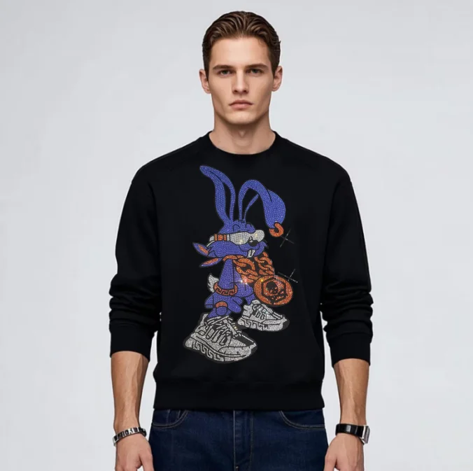 

Custom Rhinestones drop shipping Pullover sweater winter Mens Sweatshirts
