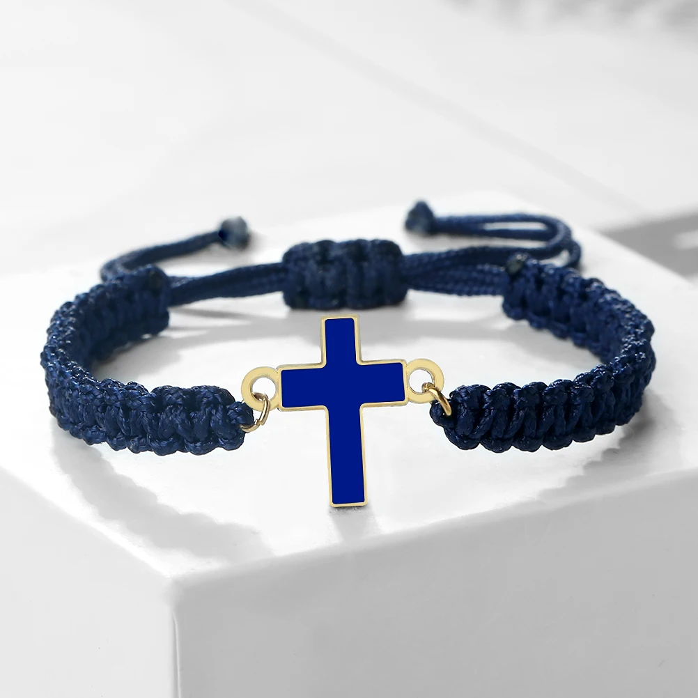More Color Jesus Cross Pendant Braided Bracelet Women Men Handmdae Healing Couple Bangles Friendship Pulsera Jewelry Gift