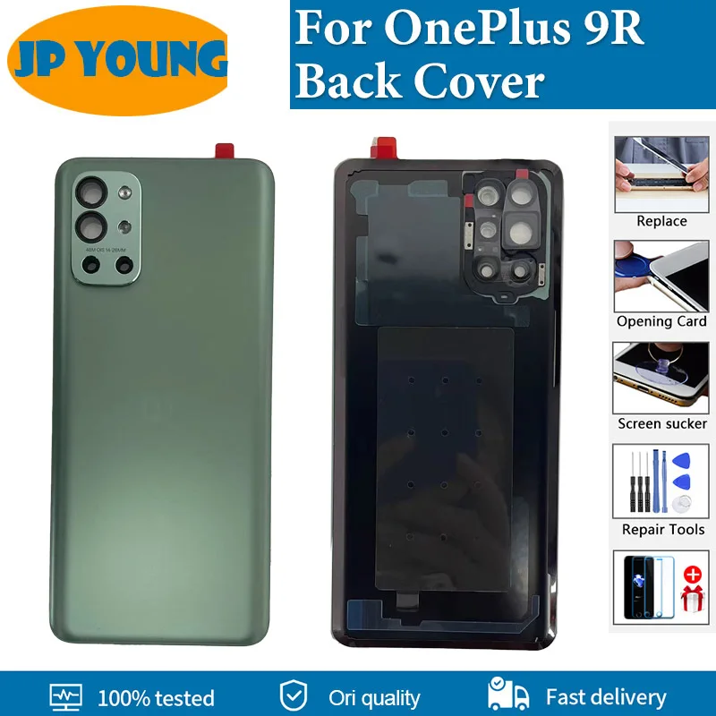 Original Back Cover For Oneplus 9R Battery Cover Rear Door Housing Case Replacement Parts For OnePlus 1+ 9R With Camera Lens