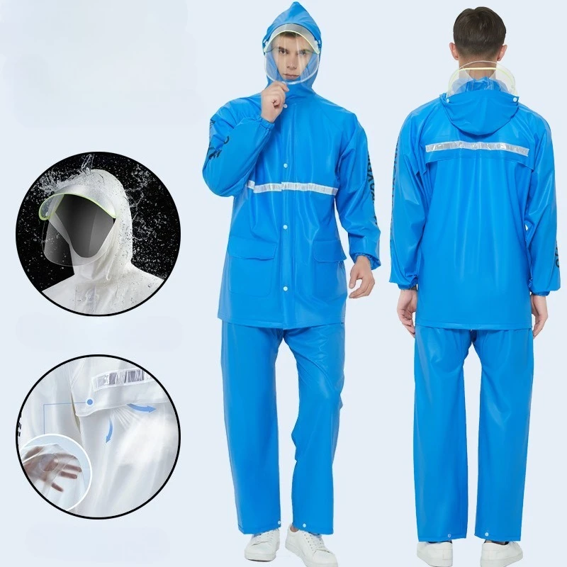 Women Men Seamless Breathable Reflective Raincoat Adult Transparent Split Waterproof Rain Jacket and Pants Sets Tourism Hiking