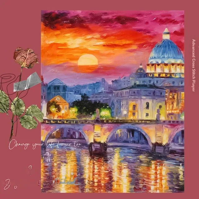 

High Precision Print Handmade Cross Stitch Kit Small id Vatican Night No Mixed Stitch DMC Brand Countryside Sle Lacape...