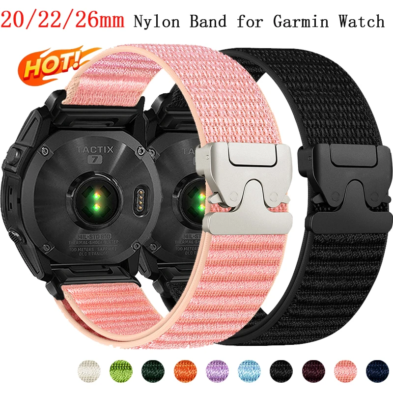 

Ремешок для Garmin Fenix 8 47 мм 51 мм 7 7X 6 6X 5 5X Plus/Enduro 3/Epix Pro Gen 2 Нейлоновый ремешок-петля Браслет Ремешок Correa 20/22/26 мм