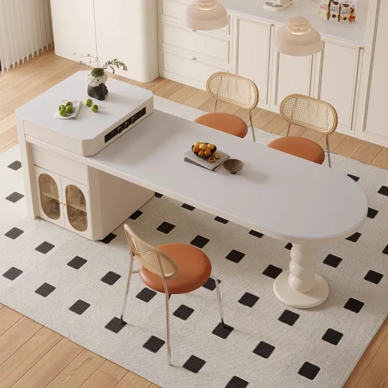 French Style Nordic Dining Table Small Apartmen Extendable Utility Storage Lslands Spice Snack Mesas De Jantar Kitchen Furniture