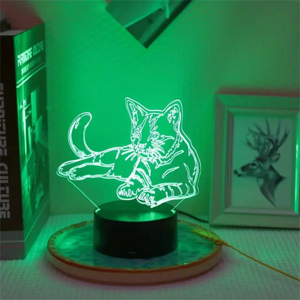 1pc 3D Night Light, 3D Optical Illusion Lamp With Touch, 7-Color Changing Ambient Light For Bedroom