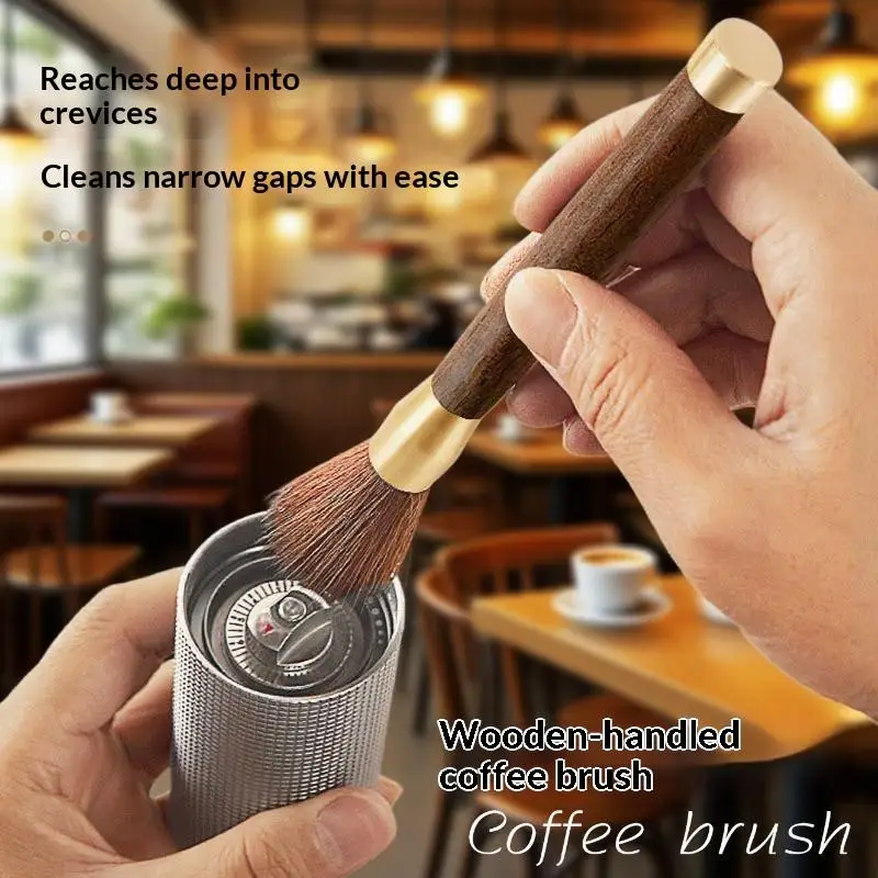 Coffee Grinder Cleaning Brush Wooden Handle Bean Powder Dusting Espresso Brush Barista Tool Coffee Machine Cleaning Brush