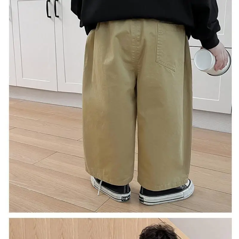 Boys Summer Casual Pants Children 2024 New Spring and Autumn Korean Versatile Long Pants Stylish Straight Leg Solid Pants