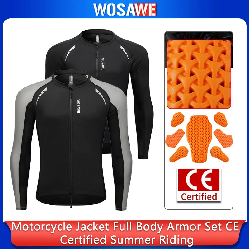 

WOSAWE Men's Motorcycle Riding Jacket Lightweight Breathable Motocross Motorbike Coat for Summer Autumn