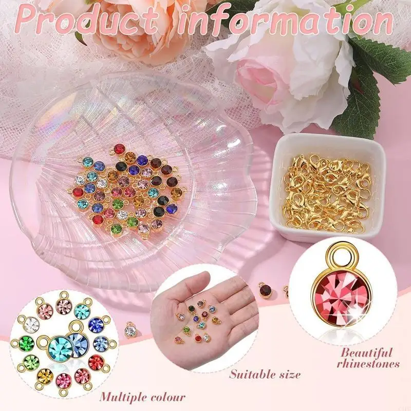  12 Colors Crystal Birthstone Charms 180 Pcs DIY Beads Pendant Set for DIY Earring Necklace Jewelry Making Birthday Gifts