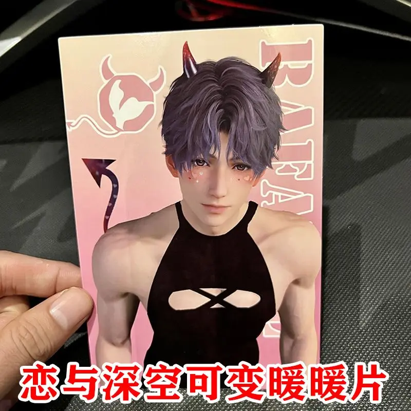 Anime Love and Deepspace Sylus Xavier Zayne Rafayel Cosplay Cartoon Temperature Sensor Card Change Costume Illusion Postcard
