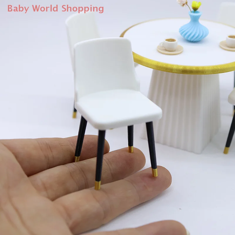 1/12 Sedie da tavolo da pranzo Modello Casa delle bambole Mini Mobili da soggiorno Giocattolo Accessori per la casa delle bambole Fai finta di giocare con il giocattolo