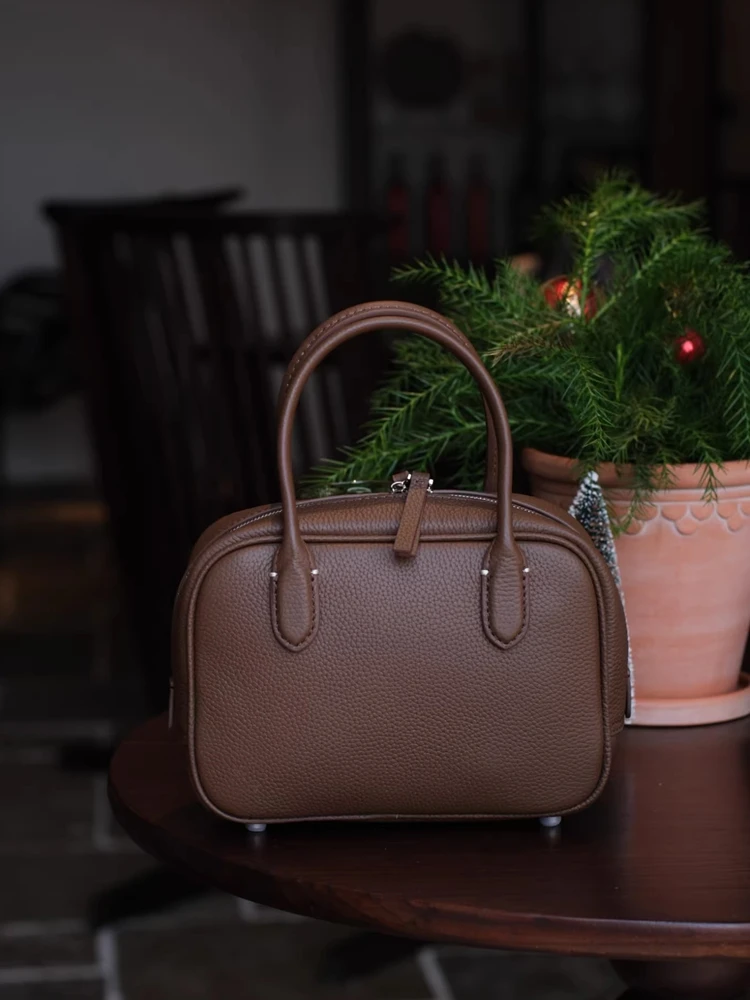 Black Fashion Simple Versatile Genuine Leather Women Tote Bag\Handbag Casual Real Leather Lady Shoulder Crossbody Bag