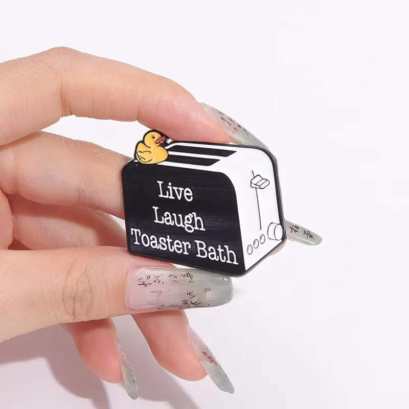 Funny Quotes Duck Bread Maker Enamel Pins Live Laugh Toaster Bath Brooches Clothes Lapel Badge Jewelry Gift For Kid Friends