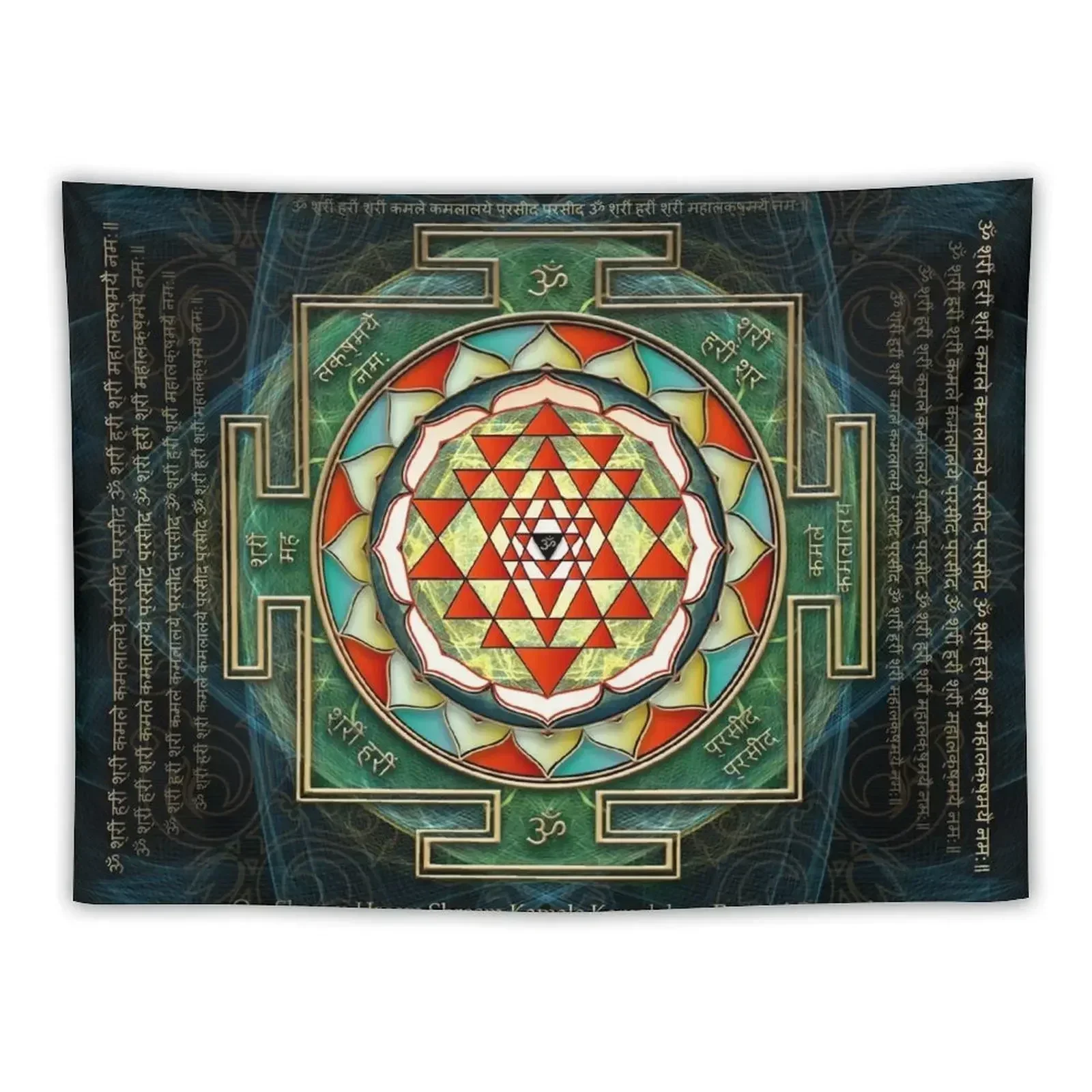 Maha Lakshmi (Laxmi) Mantra & Shri Yantra - Wealth Giving Tapestry Christmas Decoration Tapestry