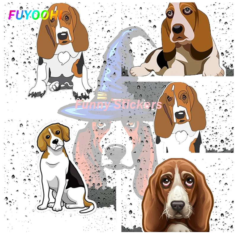 FUYOOHI Play Stickers for Basset Hound Car Stickers Vinyl Motorcycle Decal Graffiti Car Assessoires Funny Vinyl PVC Decoration