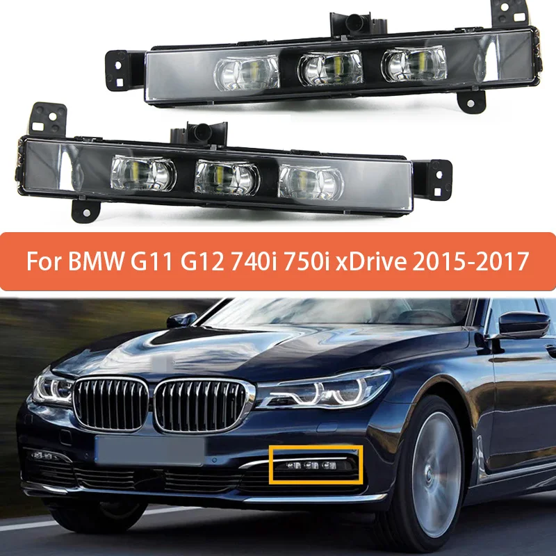 

2pcs/pair Front Bumper LED Fog Lamp Driving Lamp For BMW G11 G12 740i 750i xDrive 2015-2017 Daytime Running Light 63177342953