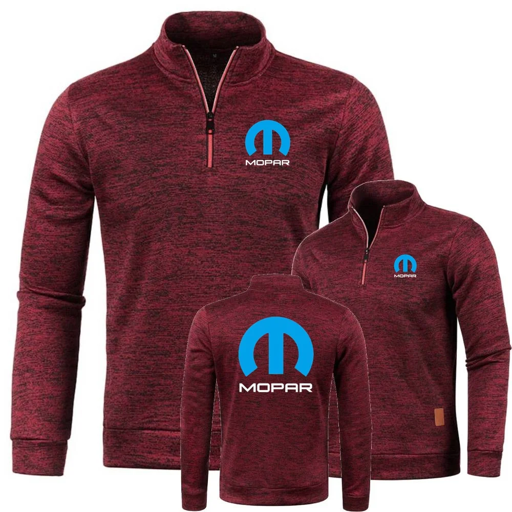 Outono witer masculino lã macia pulôver camisa casual malha sportwear jaqueta mopars moletom meio zíper camisola de gola alta