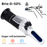 Portable Handheld 0~50% Brix Refractometer ATC Concentration Meter Sugar Refractometer with Box for Honey Fruit Juice Beekeeping