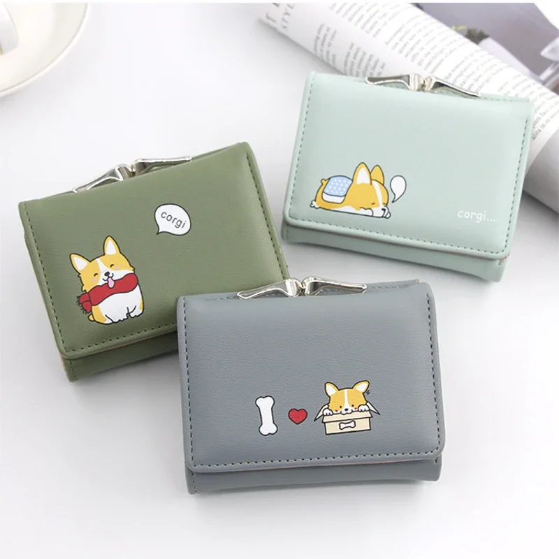 Cute Cartoon Women Wallets with Mutil-card Holder Luxury Designer Short Wallet 3-fold Coin Purse Retro Clutch Bag Female Purse