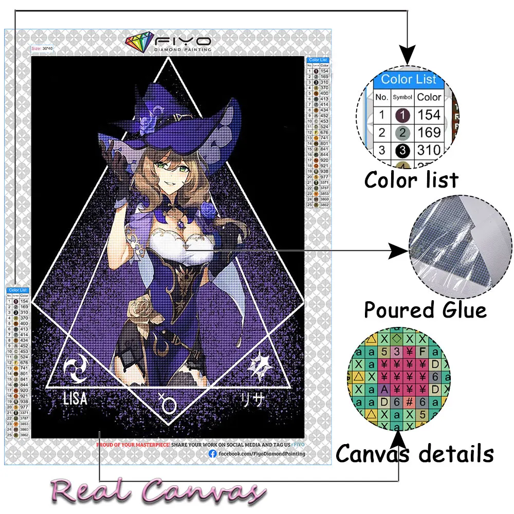 5D DIY Diamond Painting Genshin Impact Anime Cartoon Girl Diamond Mosaic Cross Stitch Game Handicraft Rhinestones Home Decor