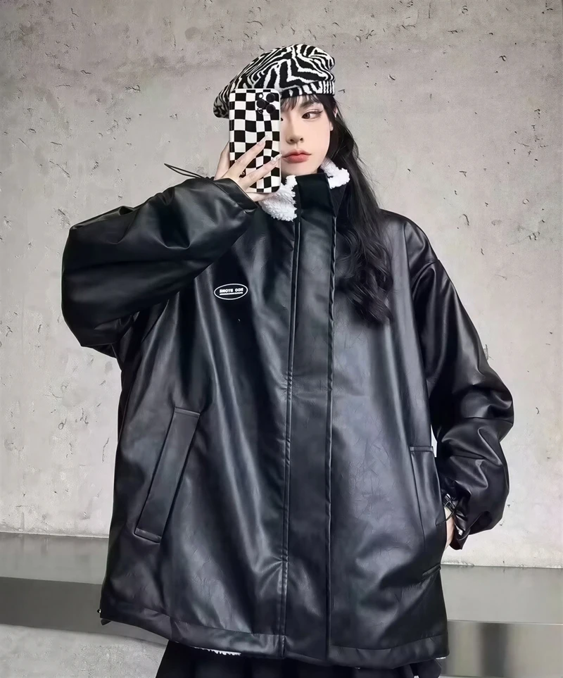 

Parkas Womens Crop Winter Sherpa Fleece-Padded Snap-Button Maxi Over-Knee Trimmed Hem Flap Pocket Double-Layered Retro-Style Ins