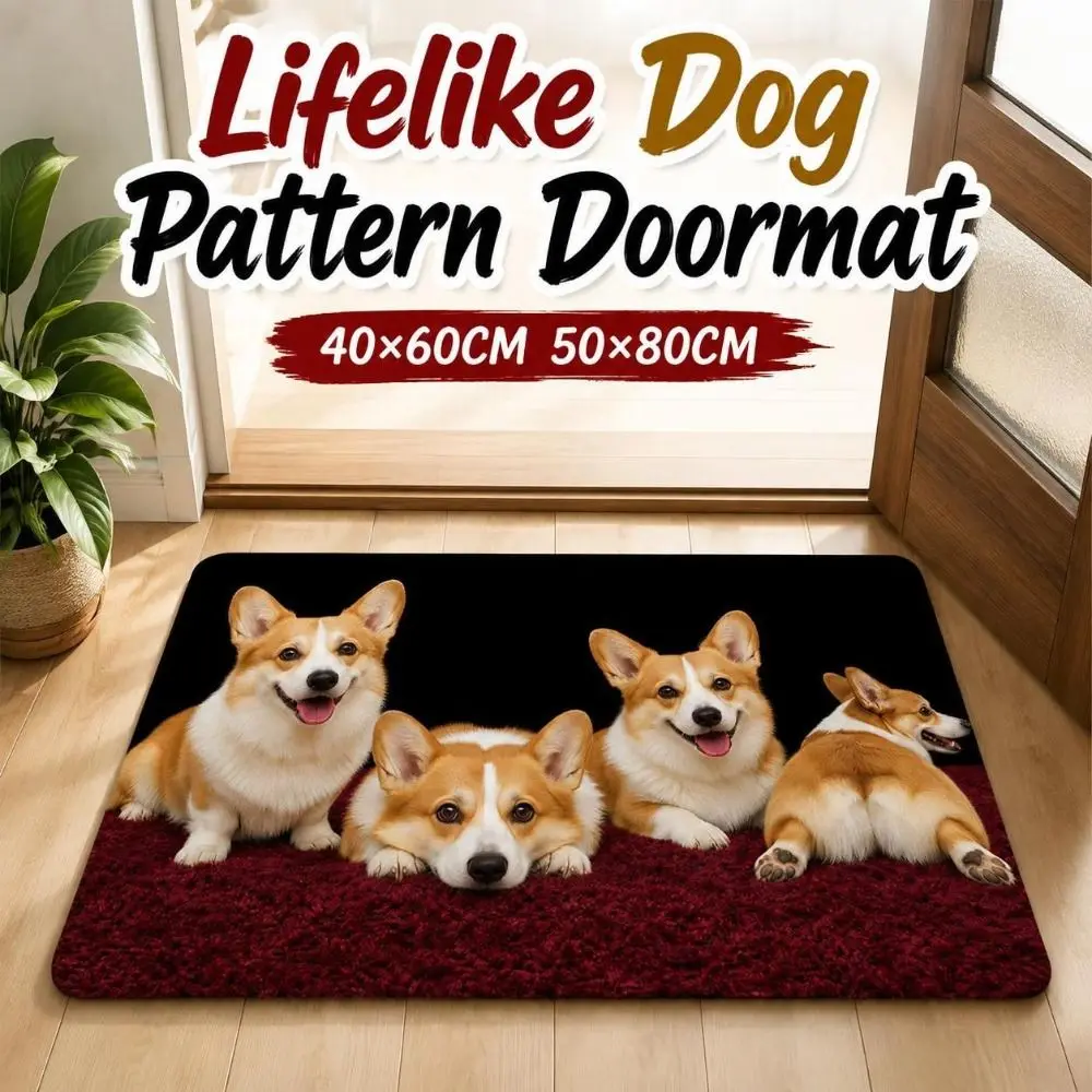 Creative Diatomite Dog Pattern Floor Mat Non-slip Absorbent Optical Illusion Doormat Quick-dry Washable Bath Mat Entryway