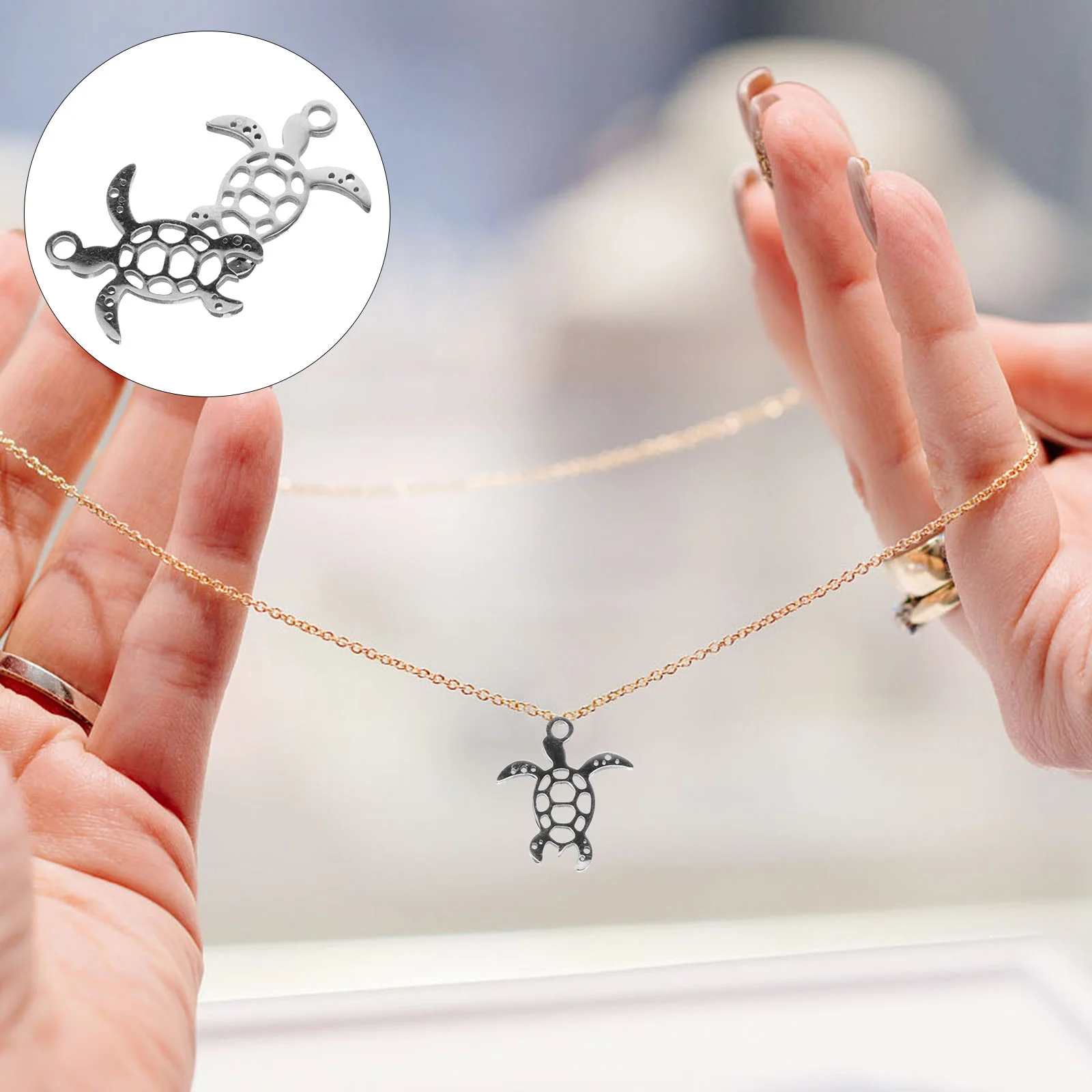 

5pcs Stainless Steel Turtle Pendant Charms Hollow Design Jewelry Making Bracelet Earring Keychain Ocean Accessories