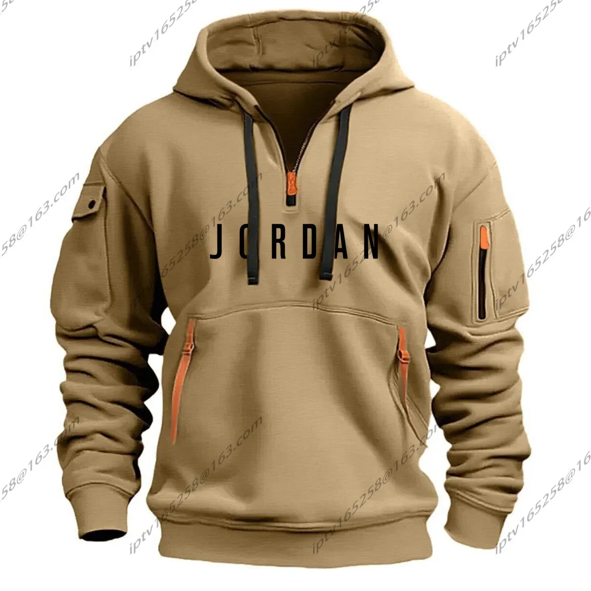 Hoodies masculinos para outono e inverno, novos moletons, pulôveres com vários bolsos, casacos masculinos de manga comprida, tops, moletom casual com capuz