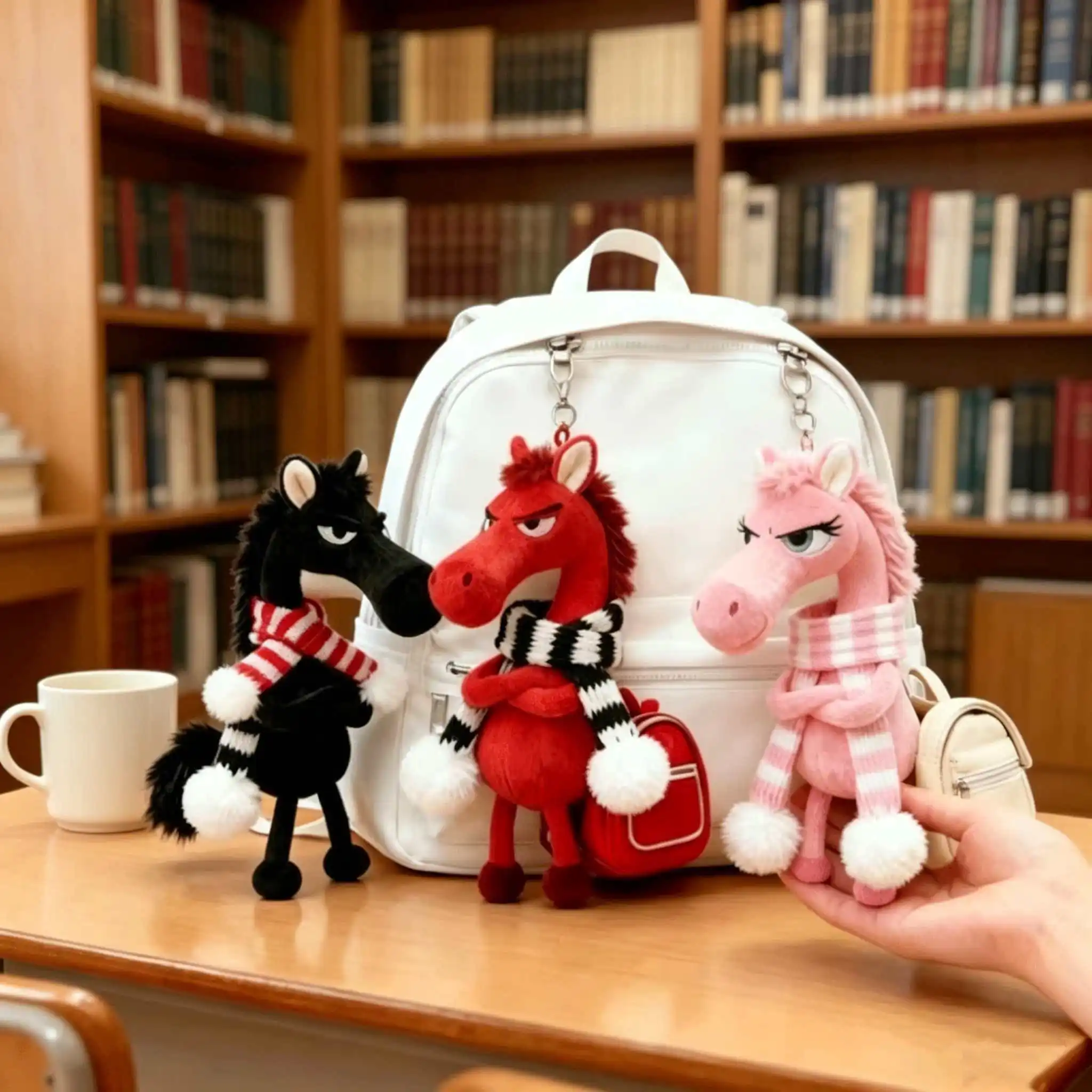 

Cool Grumpy Black Horse Plush Keychain - Kawaii Animal Bag Charm, Unique Sassy Horse Pendant for Gifts Gadgets