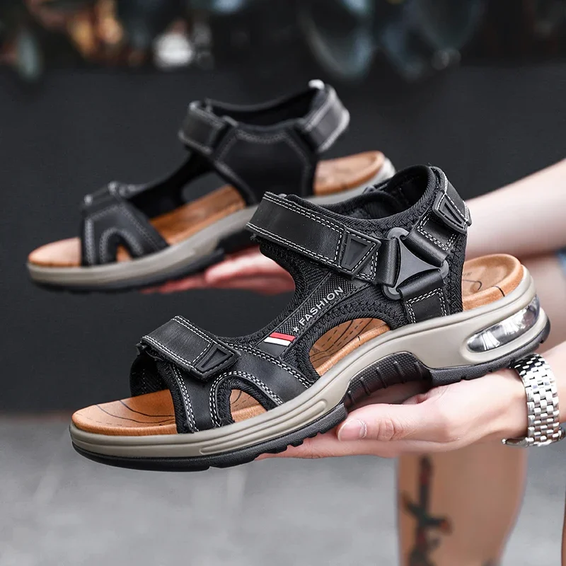 Brand New Men Summer Soft Sandals High Quality Leather Casual Shoes Man Rome Beach Sandals Fashion Men Sandals Big Size 38-47