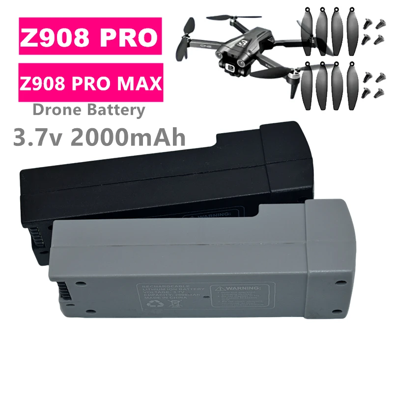 Bateria z908 pro drone 3.7v 2000mah para z908 pro max motor sem escova quadcopter 2000mah bateria 3.7v