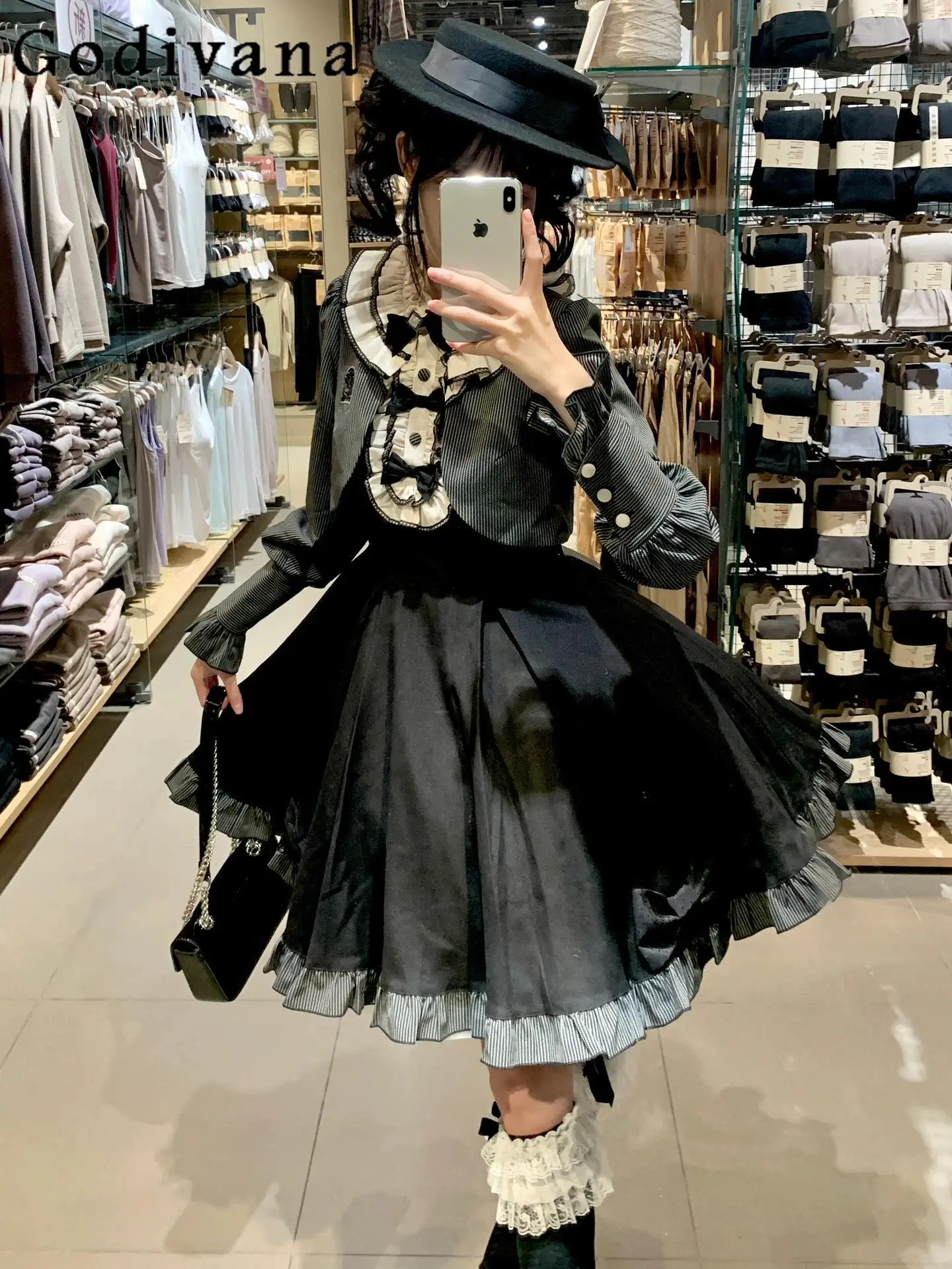

Black Sweet Girl Fake Two-Piece Lolita Dress OP Elegant Lady Gorgeous Princess Style Daily Commute Doll Collar Dress