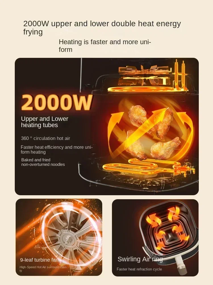 Even-baking Air Fryer Household Visual New Large-capacity Oven Air Fryer Multi-function All-in-one Machine 220V